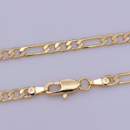 24K Gold Filled 3.5mm Figaro 18 Inch Layering Chain Necklace | WA-369 Clearance Pricing