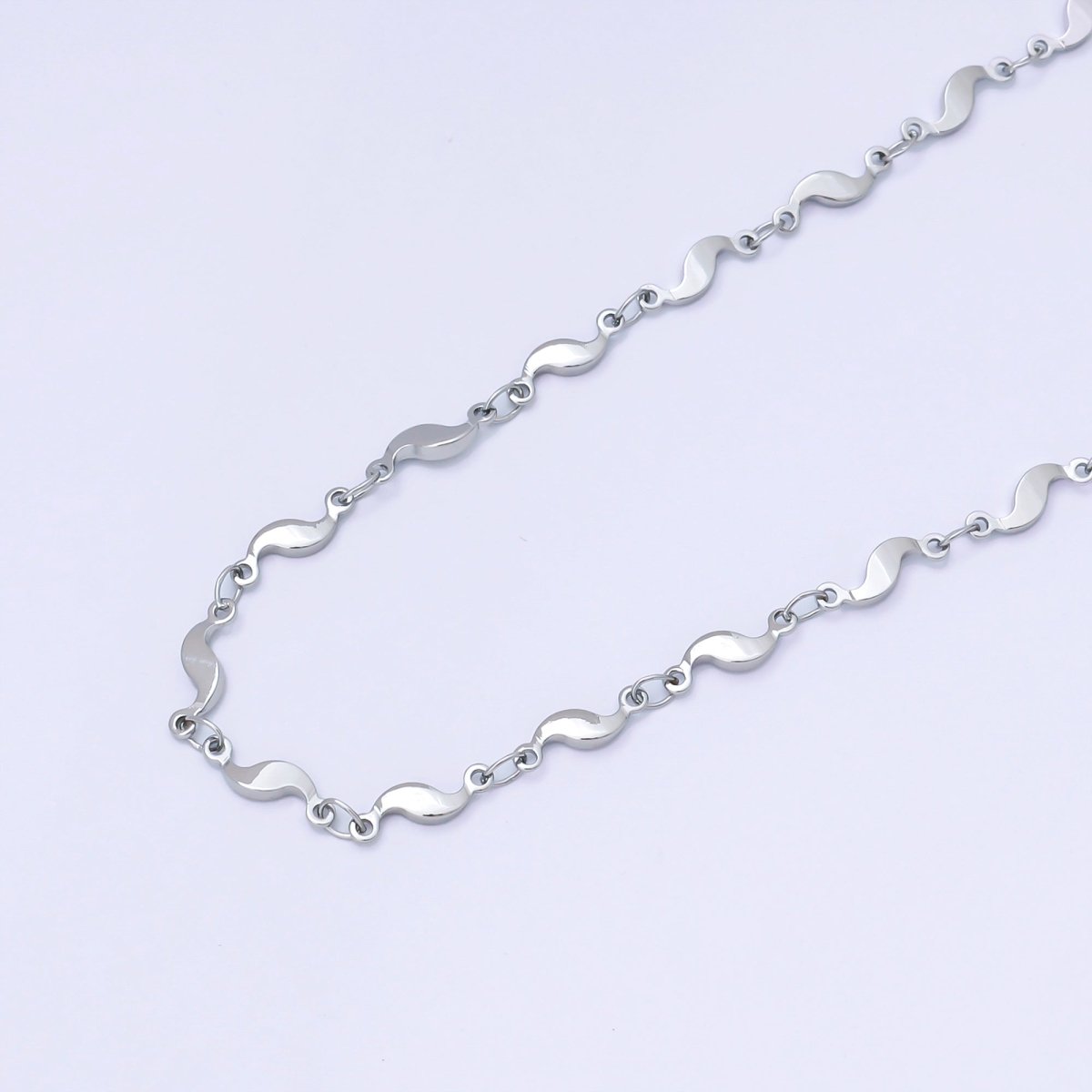 24K Gold Filled 3.5mm Geometric Curved Link Unfinished Chain by Yard in Gold &amp; Silver | Roll-2011 Roll-2012