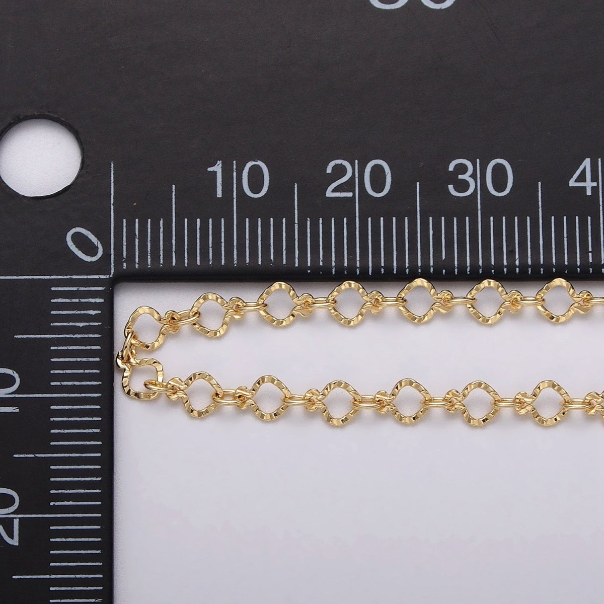 24K Gold Filled 3.5mm Hammered Designed Link Unfinished Chain by Yard in Gold &amp; Silver | ROLL-1063, ROLL-1091