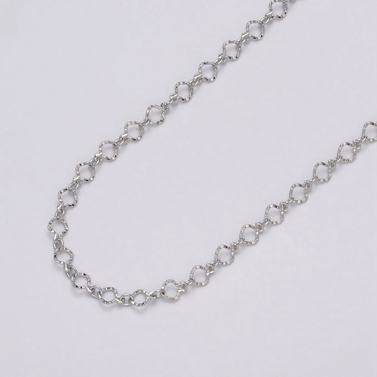 24K Gold Filled 3.5mm Hammered Designed Link Unfinished Chain by Yard in Gold &amp; Silver | ROLL-1063, ROLL-1091