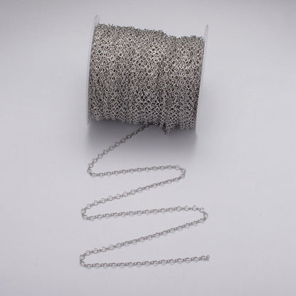 24K Gold Filled 3.5mm Hammered Designed Link Unfinished Chain by Yard in Gold &amp; Silver | ROLL-1063, ROLL-1091