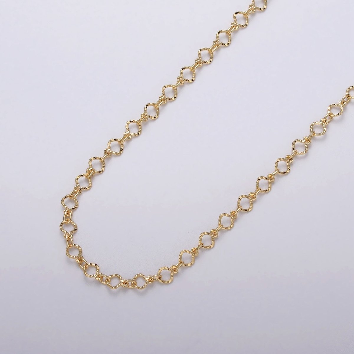 24K Gold Filled 3.5mm Hammered Designed Link Unfinished Chain by Yard in Gold &amp; Silver | ROLL-1063, ROLL-1091