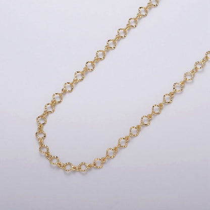 24K Gold Filled 3.5mm Hammered Designed Link Unfinished Chain by Yard in Gold &amp; Silver | ROLL-1063, ROLL-1091
