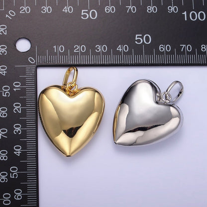 24K Gold Filled 35mm Minimalist Chubby Heart Pendant in Gold &amp; Silver | AA1326