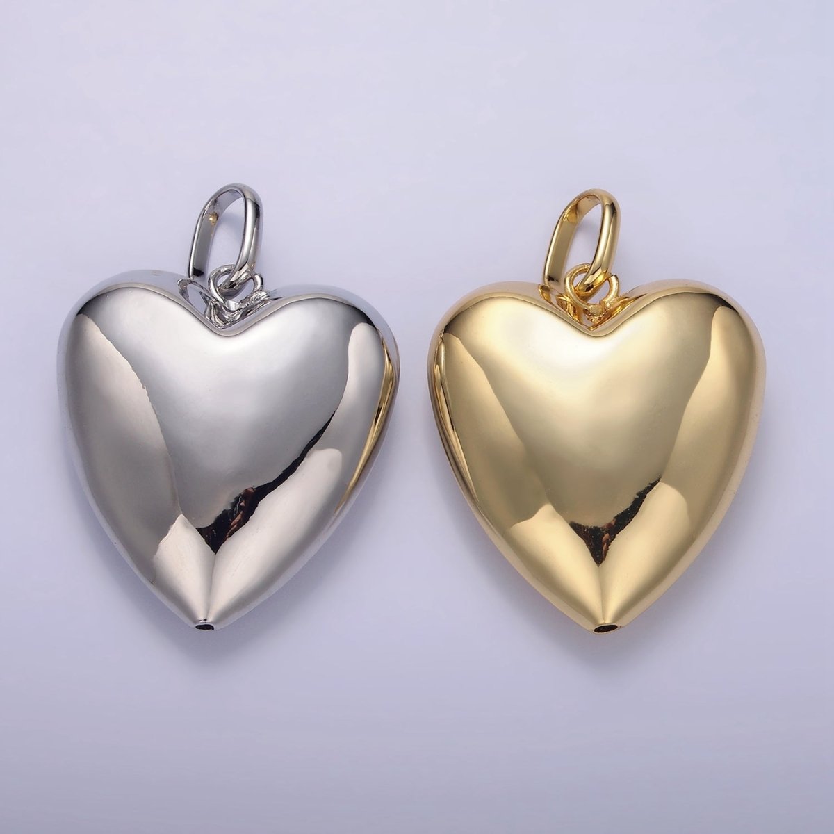 24K Gold Filled 35mm Minimalist Chubby Heart Pendant in Gold &amp; Silver | AA1326