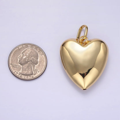 24K Gold Filled 35mm Minimalist Chubby Heart Pendant in Gold &amp; Silver | AA1326