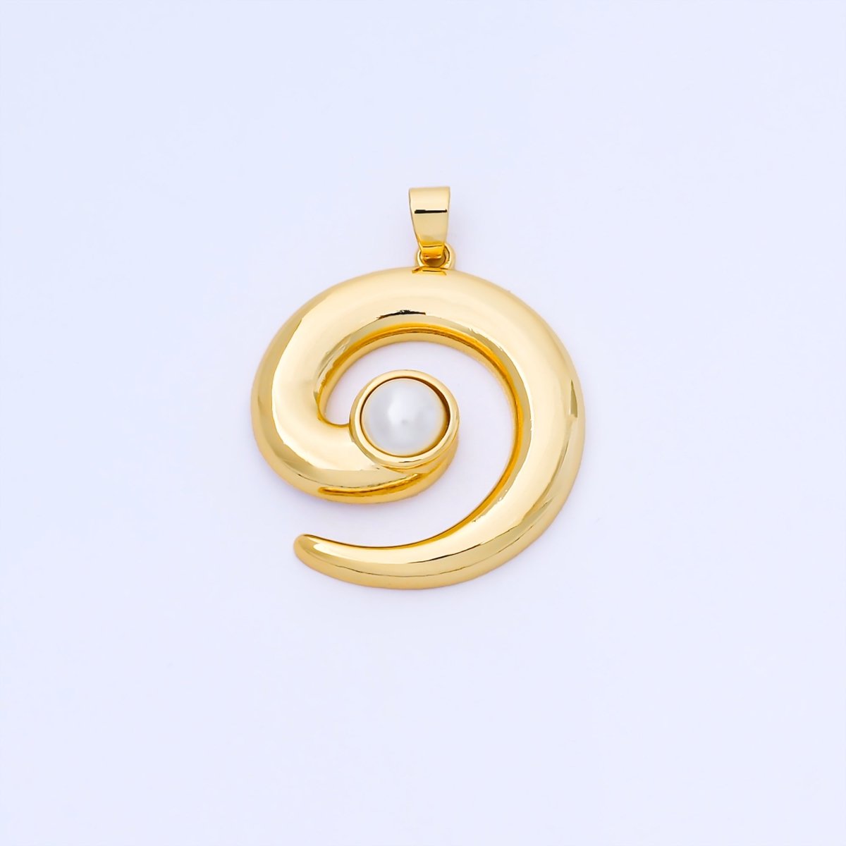 24K Gold Filled 35mm Spiral Pearl Charm | AA1665