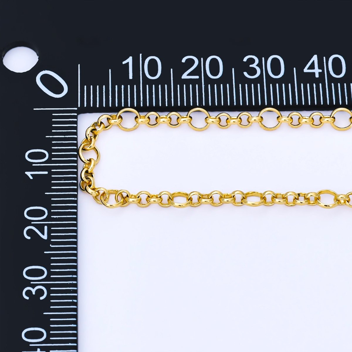 24K Gold Filled 3.6mm Big Round Figaro Unfinished Chain by Yard | Roll-1741