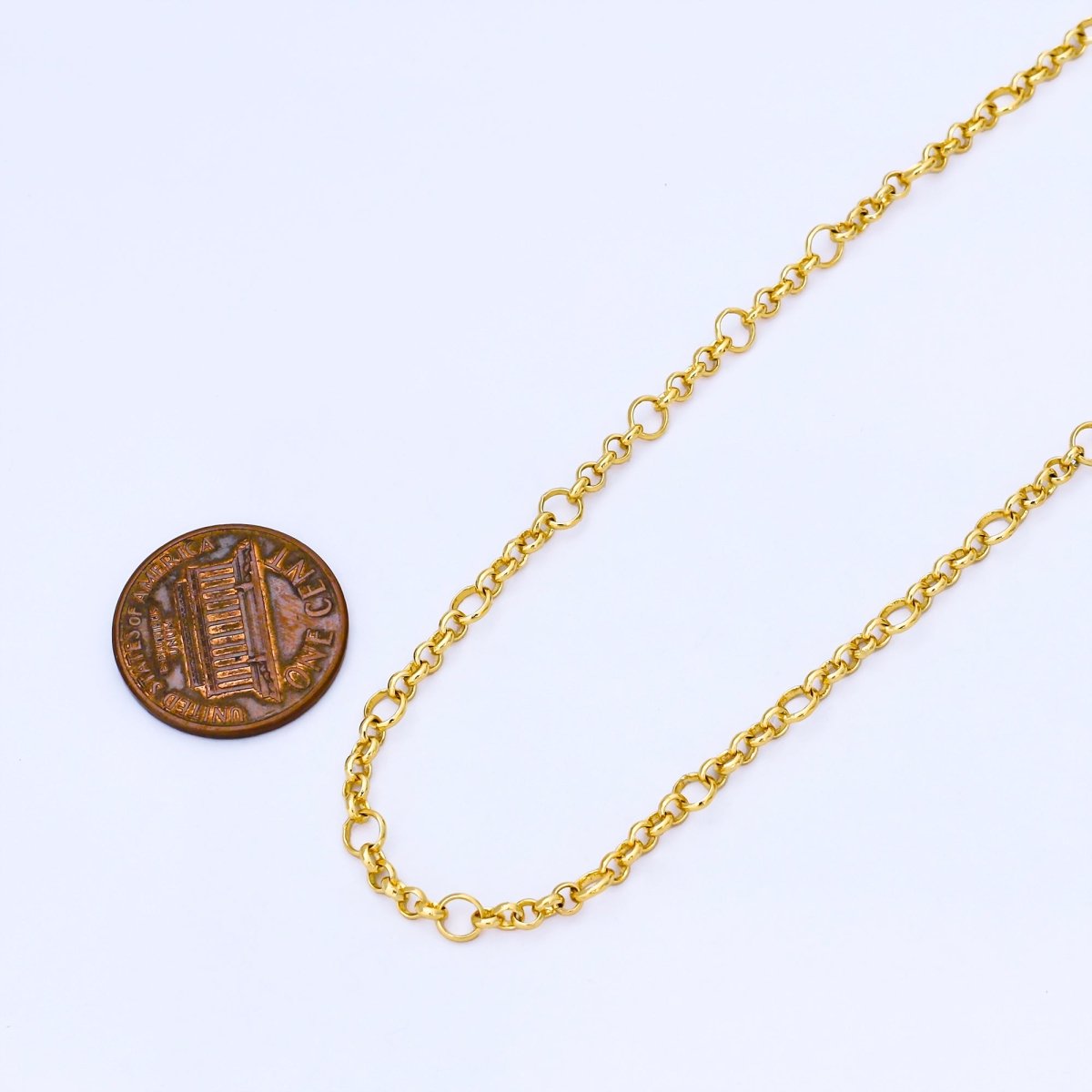 24K Gold Filled 3.6mm Big Round Figaro Unfinished Chain by Yard | Roll-1741