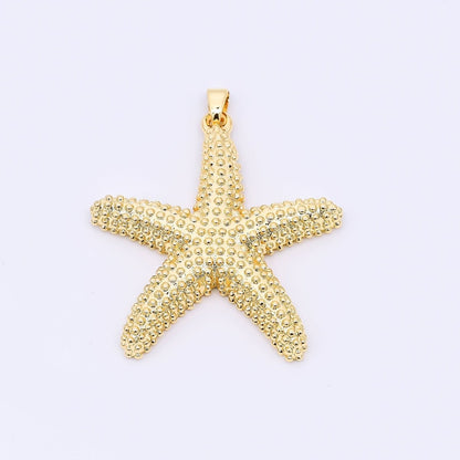 24K Gold Filled 37mm Dotted Sea Starfish Animal Charm in Gold and Silver | AH532