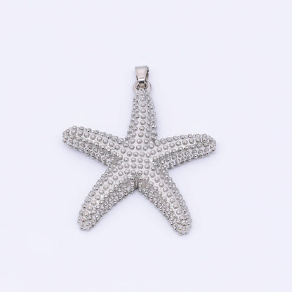 24K Gold Filled 37mm Dotted Sea Starfish Animal Charm in Gold and Silver | AH532