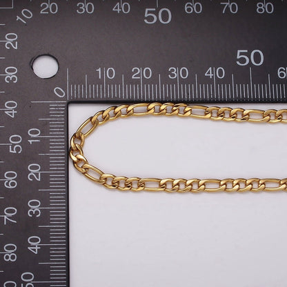 24k Gold Filled 3.8mm Width Figaro Chain Unfinished Chain by Yard Chain Bulk Wholesale | ROLL-1492 Clearance Pricing
