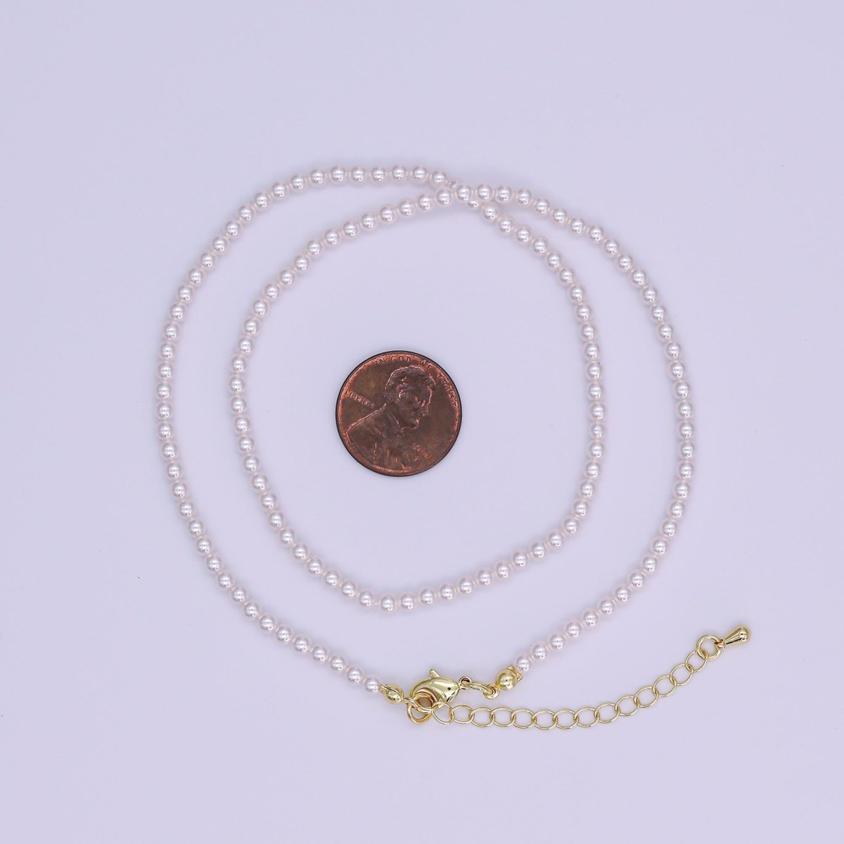 24K Gold Filled 3m Off-White Shell Pearl Bead Gemstone 17 Inch Necklace | WA-3049