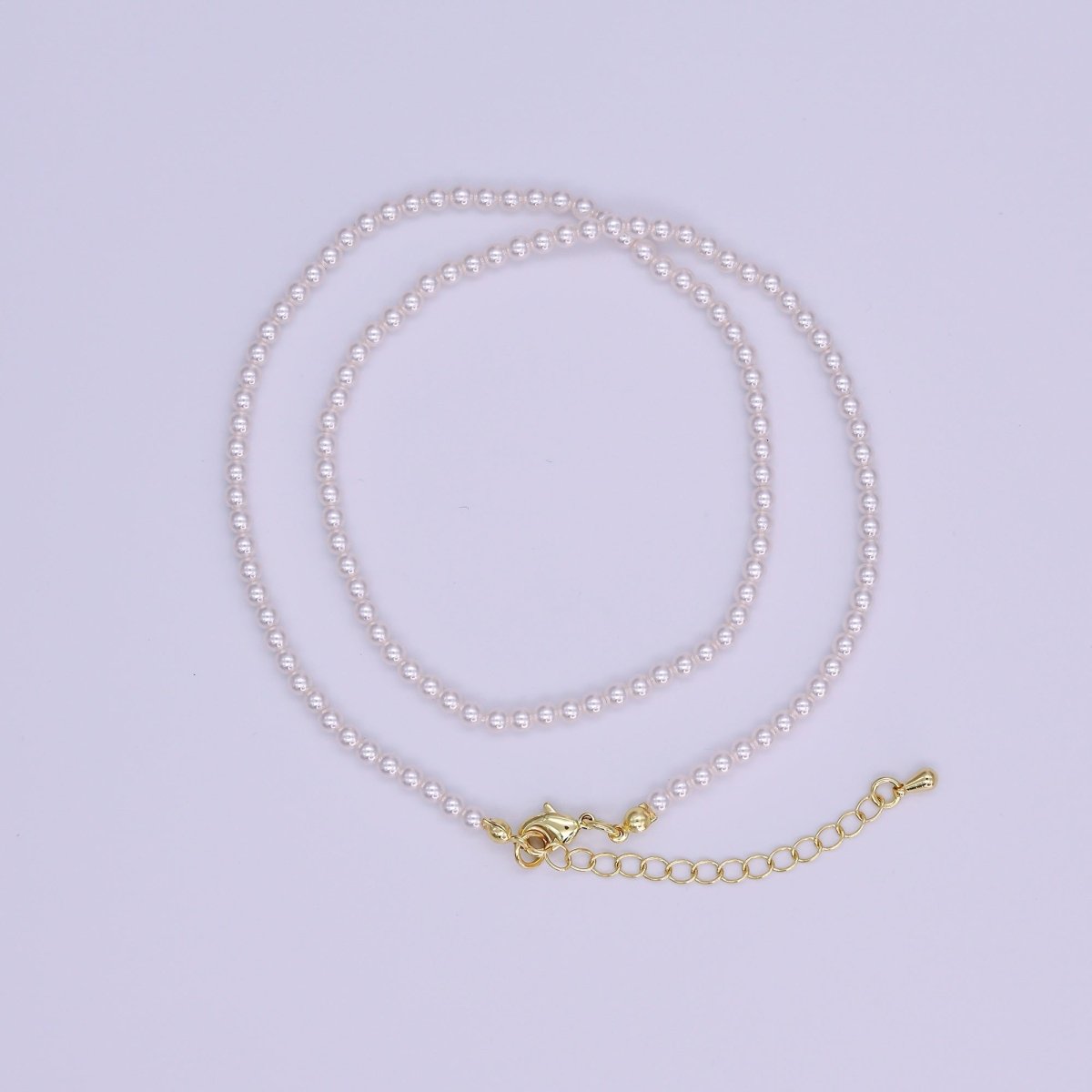 24K Gold Filled 3m Off-White Shell Pearl Bead Gemstone 17 Inch Necklace | WA-3049