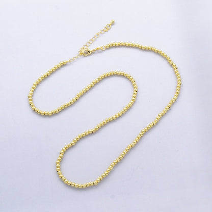 24K Gold Filled 3mm Bead Ball 17.5 Inch Chain Necklace | WA-A2739