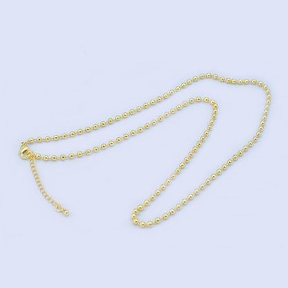 24K Gold Filled 3mm Bead Bar 16 Inch, 18 Inch Necklace w. Extender | WA-2714