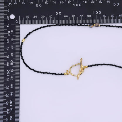 24K Gold Filled 3mm Grey Agate Onyx Shell Pearl Gemstone 40 Inches Necklace | WA-3085