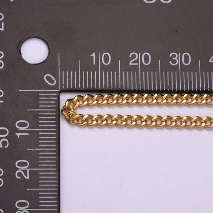 24K Gold Filled 3mm Miami Curb 18 Inch Layering Chain w. 2 Inch Extender | WA-404 Clearance Pricing