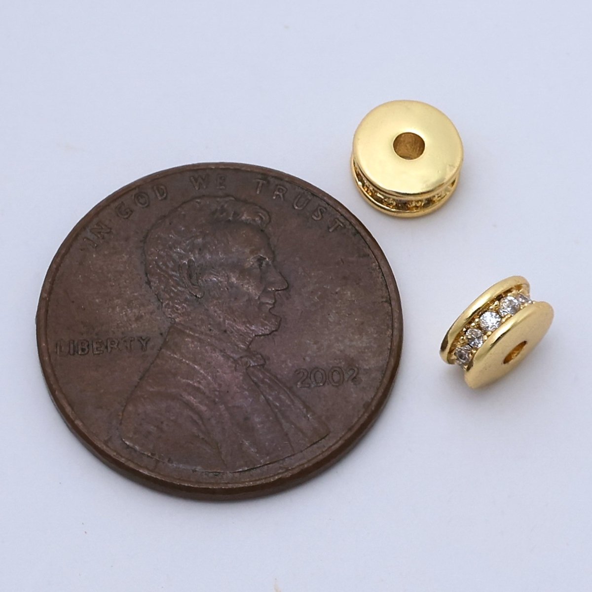 24K Gold Filled 3mm Micro Paved CZ Rhondelle Bead | B212