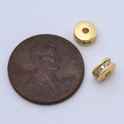 24K Gold Filled 3mm Micro Paved CZ Rhondelle Bead | B212