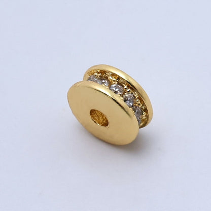 24K Gold Filled 3mm Micro Paved CZ Rhondelle Bead | B212