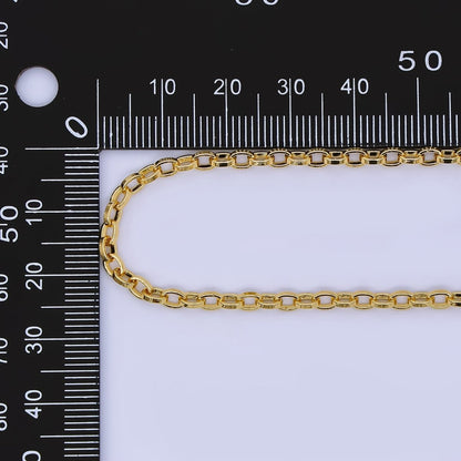 24K Gold Filled 3mm Minimalist Cable Unfinished Chain by Yard | Roll-1669