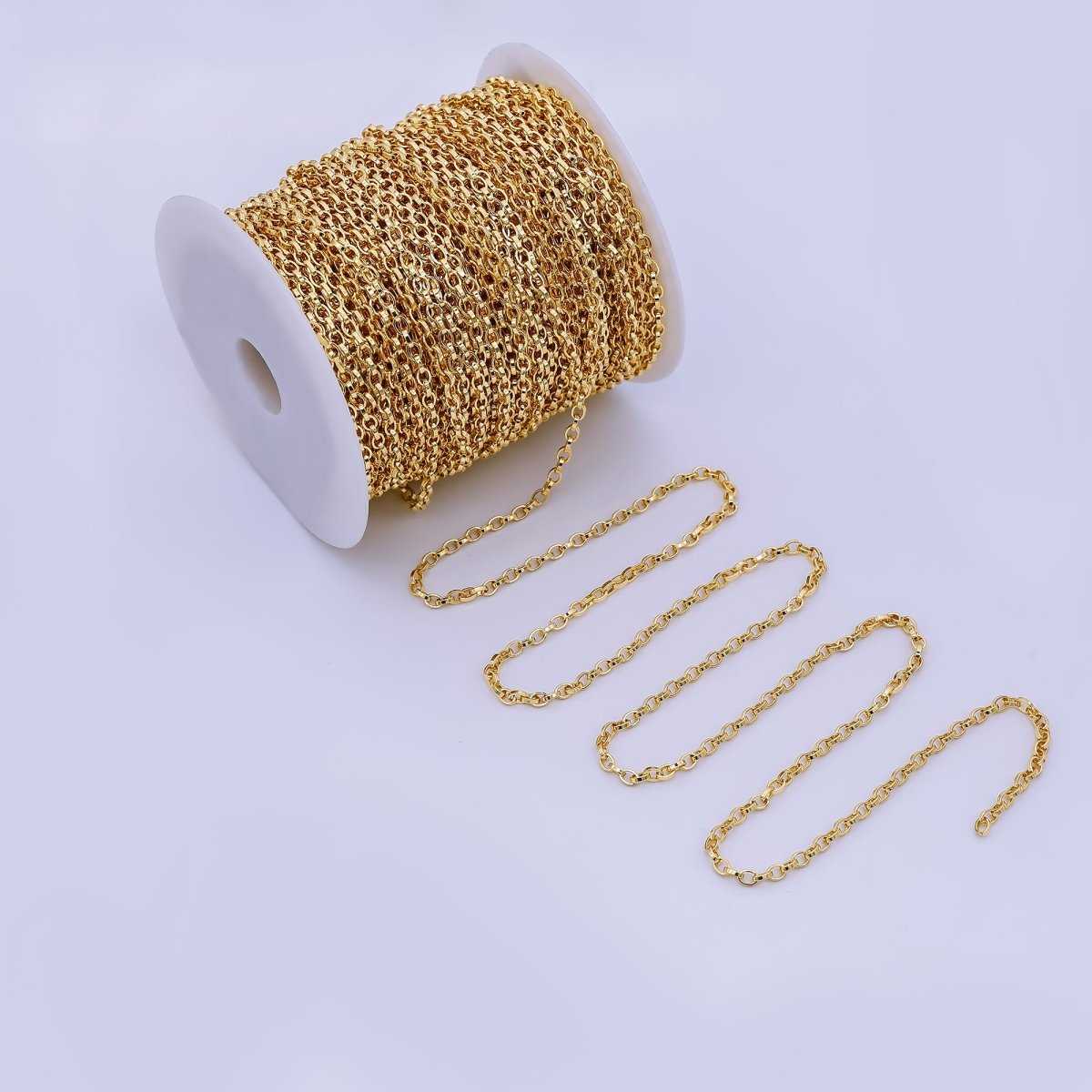 24K Gold Filled 3mm Minimalist Cable Unfinished Chain by Yard | Roll-1669
