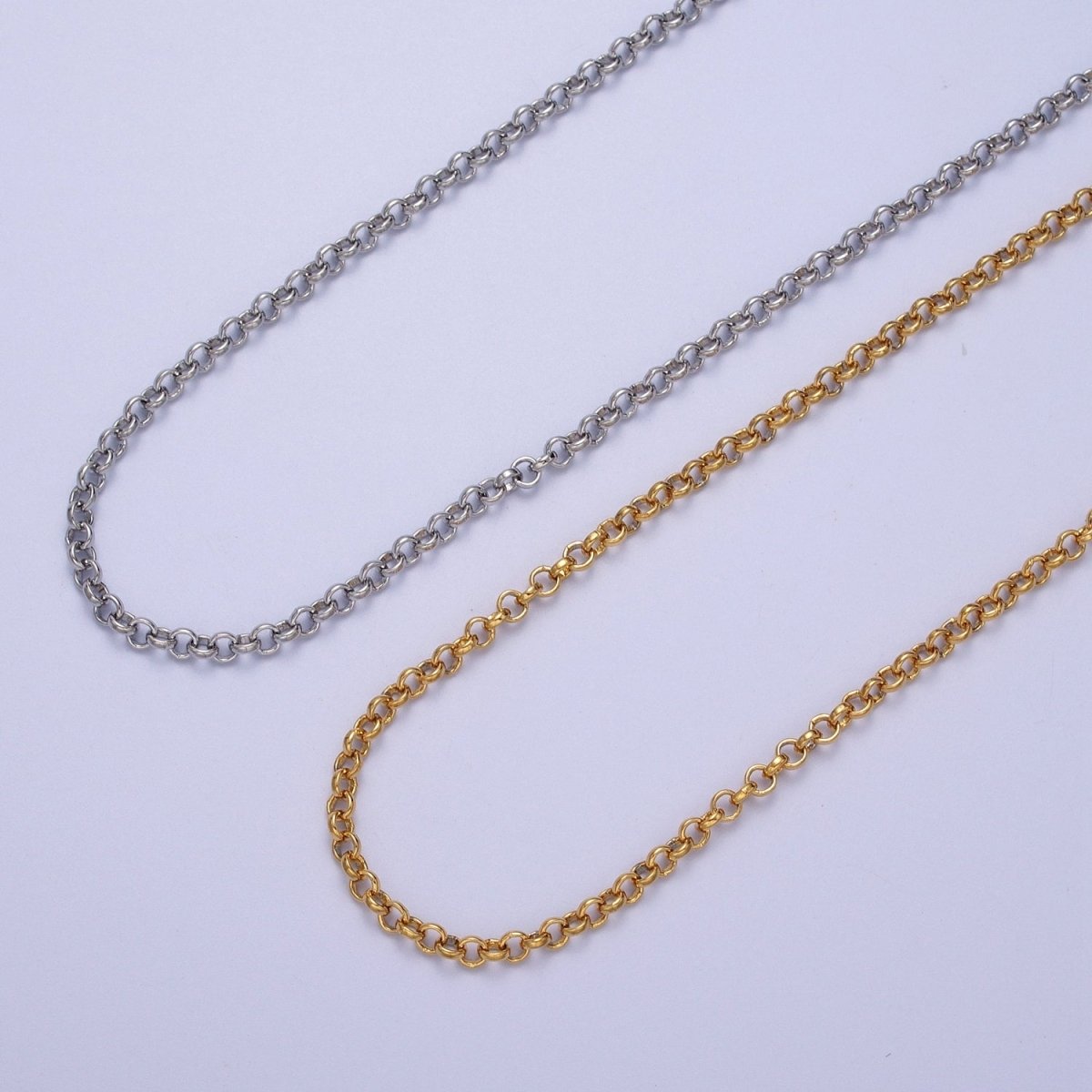 24K Gold Filled 3mm Round Rolo Unfinished Chain in Gold &amp; Silver | ROLL-881, ROLL-882 Clearance Pricing