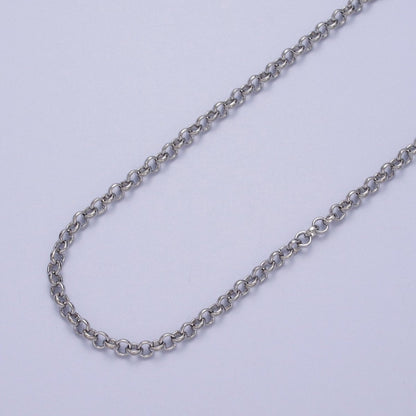 24K Gold Filled 3mm Round Rolo Unfinished Chain in Gold &amp; Silver | ROLL-881, ROLL-882 Clearance Pricing