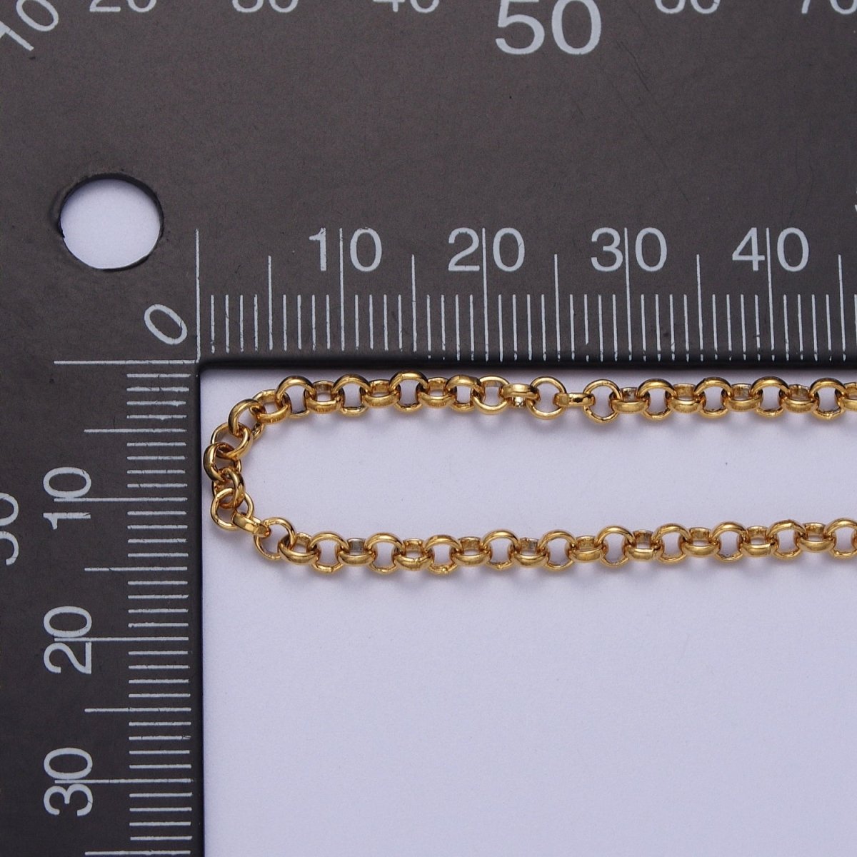 24K Gold Filled 3mm Round Rolo Unfinished Chain in Gold &amp; Silver | ROLL-881, ROLL-882 Clearance Pricing