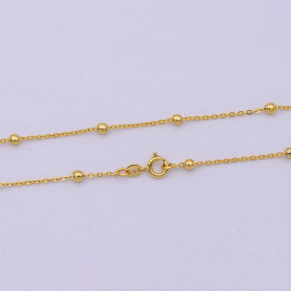24K Gold Filled 3mm Satellite Bead Cable 20 Inch Layering Chain Necklace | WA-2155 Clearance Pricing