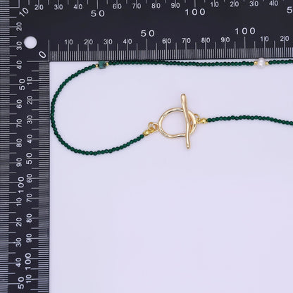 24K Gold Filled 3mm Shell Pearl Green Aventurine Crystal Gemstone 40 Inches Necklace | WA-3086