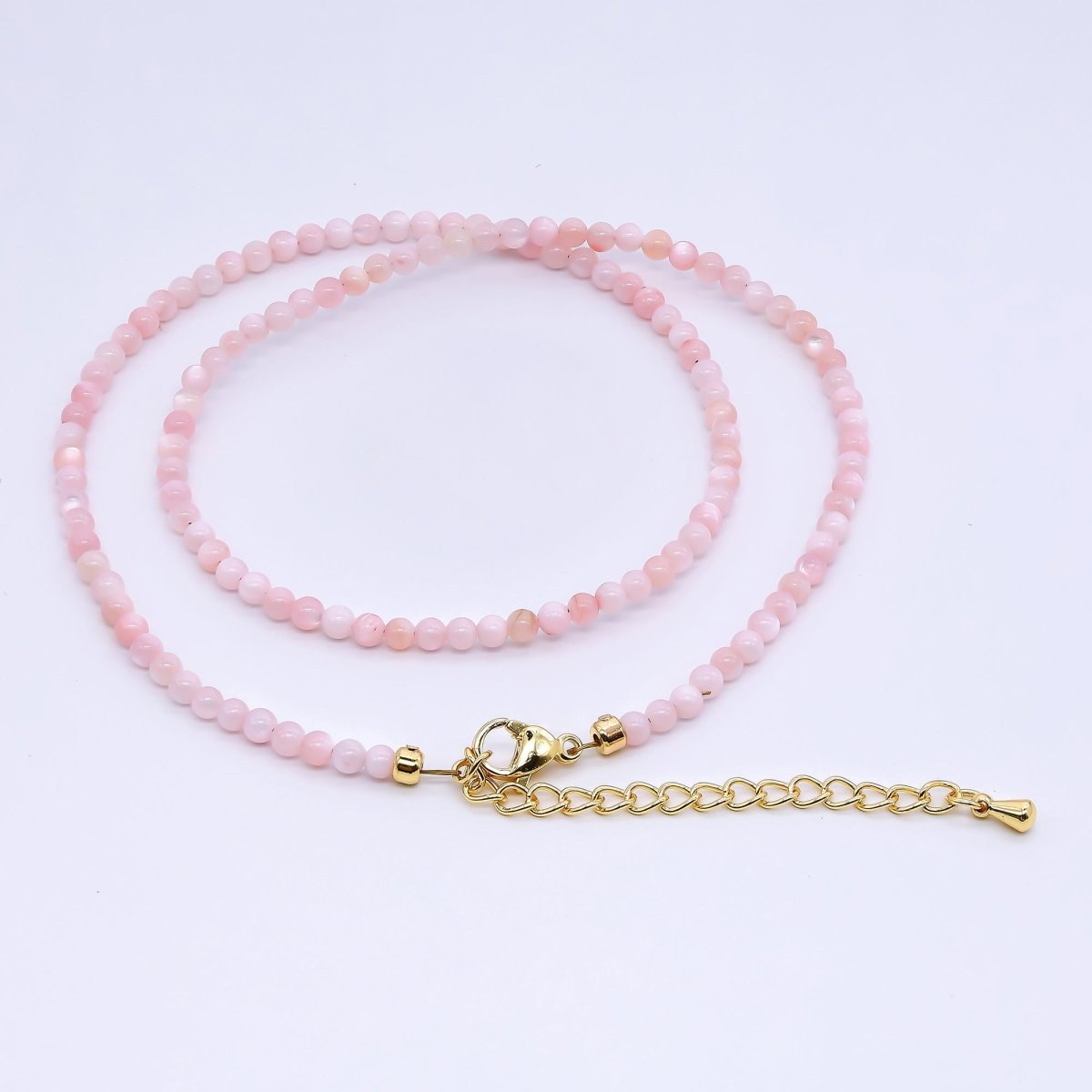 24K Gold Filled 3mm White, Pink, Blue, Multicolor Gloss Round Shell Pearl 15.5 Inch Necklace | WA-3164 ~ WA-3167
