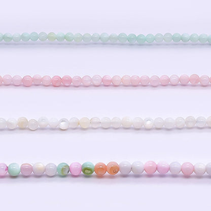24K Gold Filled 3mm White, Pink, Blue, Multicolor Gloss Round Shell Pearl 15.5 Inch Necklace | WA-3164 ~ WA-3167