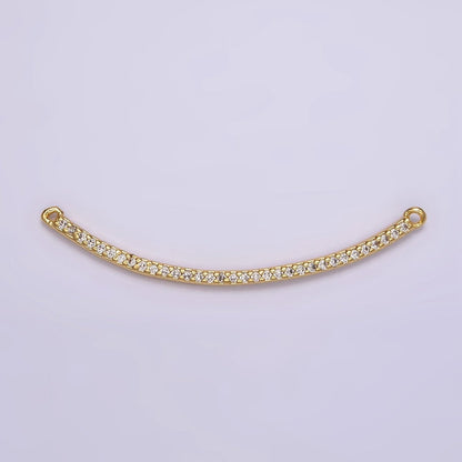 24K Gold Filled 40mm Clear Micro Paved CZ Curved Band Connector | G801