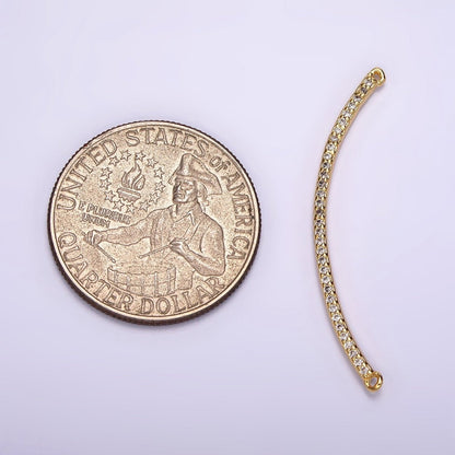 24K Gold Filled 40mm Clear Micro Paved CZ Curved Band Connector | G801