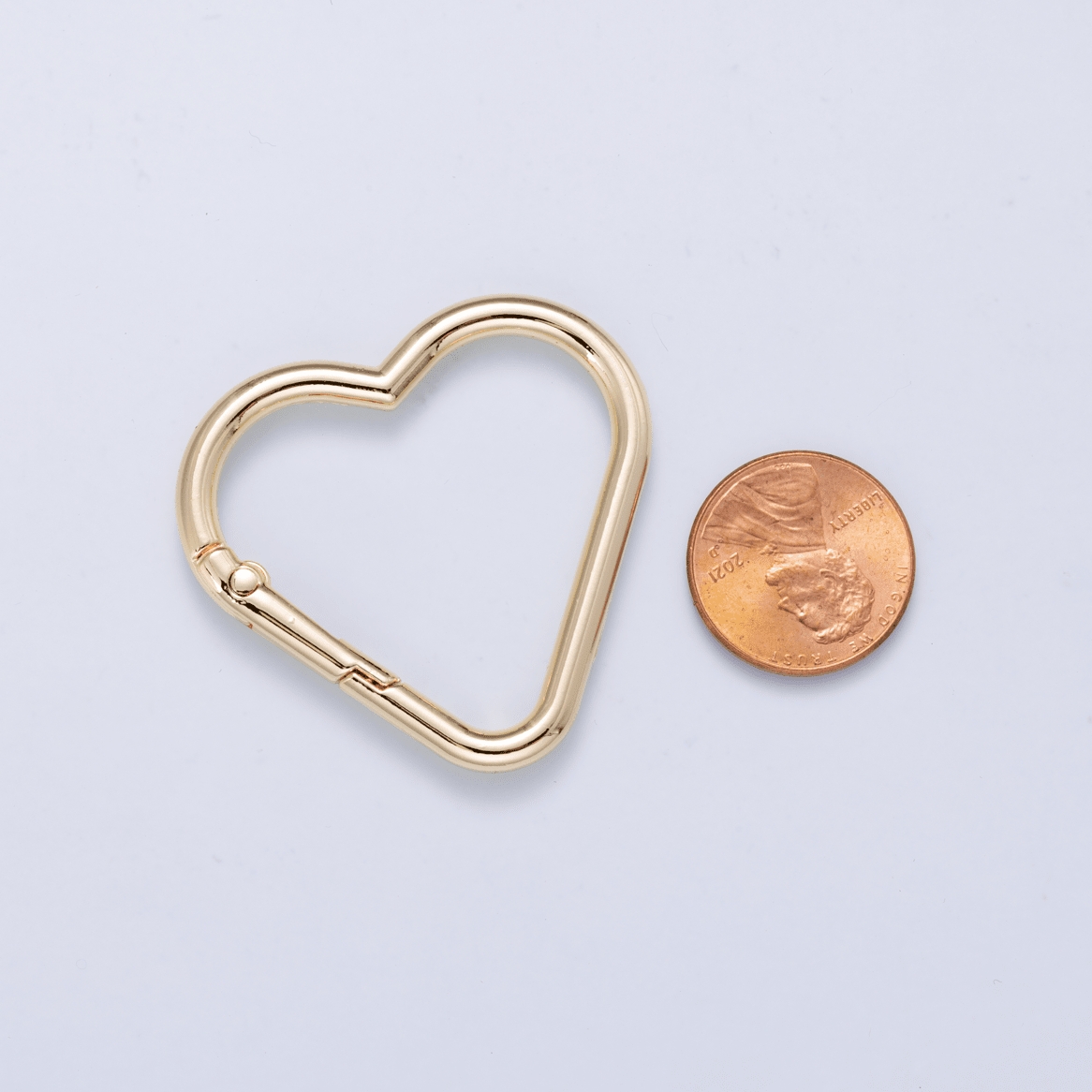 24K Gold Filled 40mm Minimalist Heart Push Gate Findings | Findings-00412