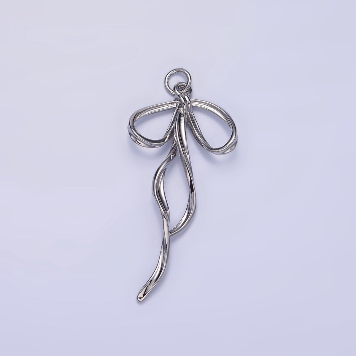 24K Gold Filled 40mm Ribbon Bow Twirl Charm in Gold &amp; Silver | D440 D441