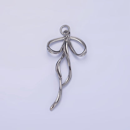 24K Gold Filled 40mm Ribbon Bow Twirl Charm in Gold &amp; Silver | D440 D441