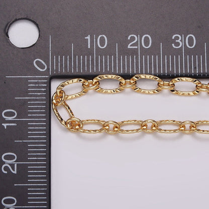 24K Gold Filled 4.3mm Sunburst Oval Cable Link Chain Unfinished Chain For Jewelry Making | ROLL-1385 Clearance Pricing