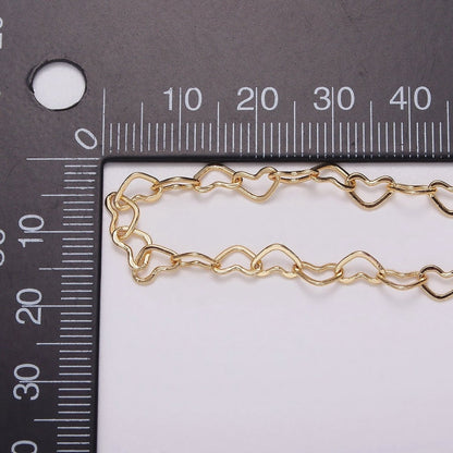 24K Gold Filled 4.4mm Heart Cable Link Chain Unfinished Chain For Jewelry Making | ROLL-1386