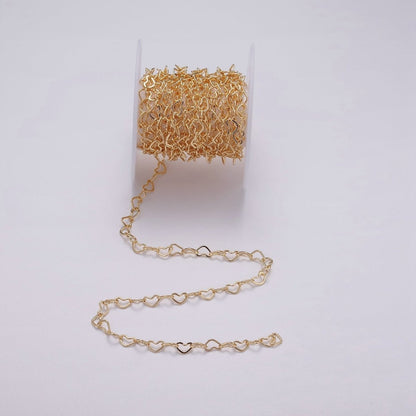 24K Gold Filled 4.4mm Heart Cable Link Chain Unfinished Chain For Jewelry Making | ROLL-1386