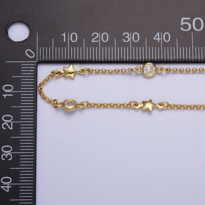 24K Gold Filled 4.5mm Celestial Star Cubic Zirconia Unfinished Designed Chain | ROLL-876