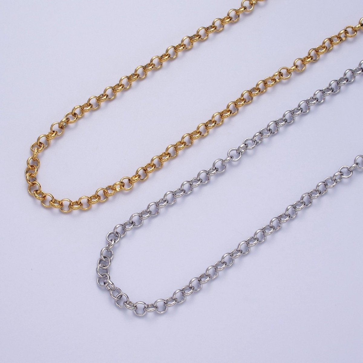 24K Gold Filled 4.8mm Round Rolo Unfinished Chain in Gold &amp; Silver | ROLL-883, ROLL-884 Clearance Pricing