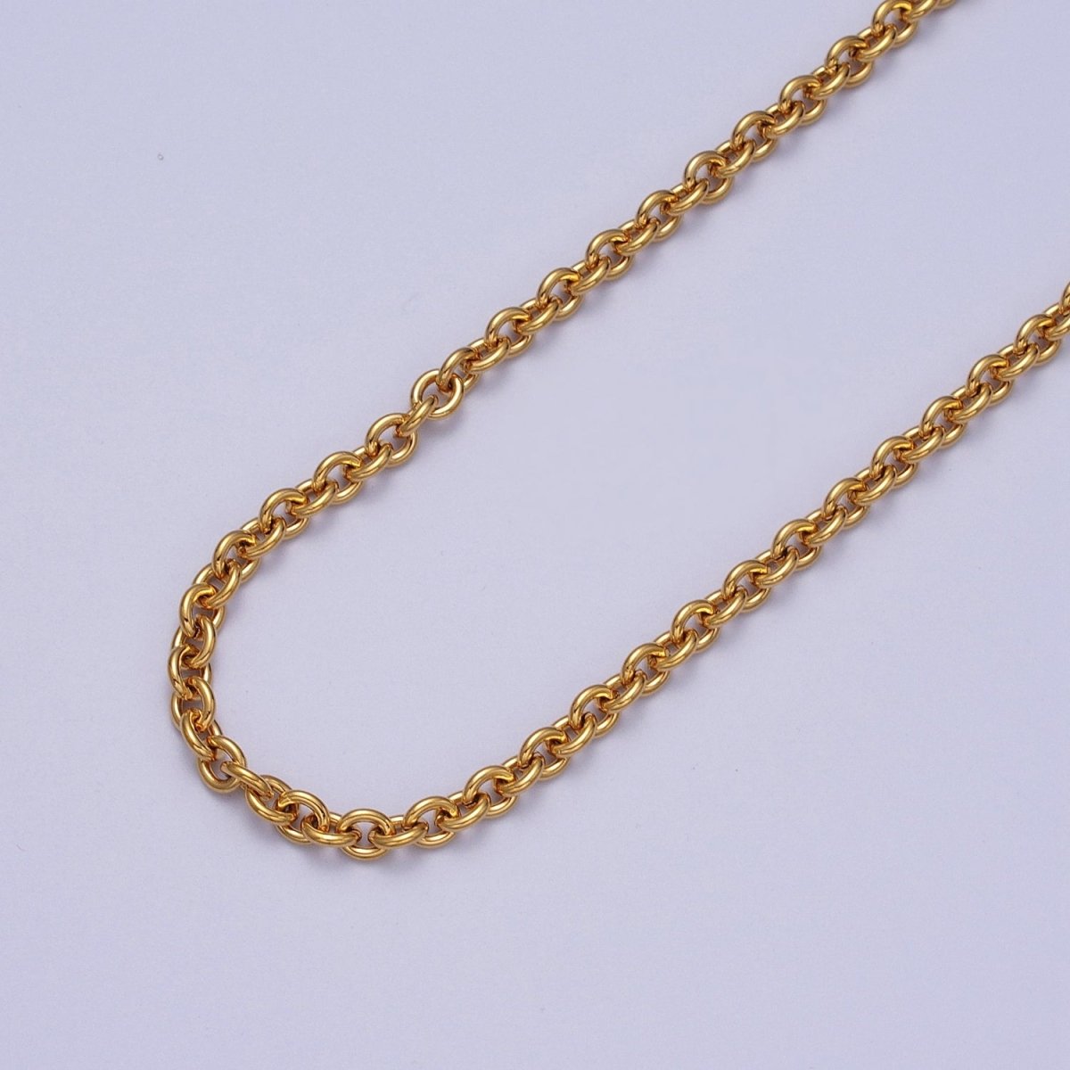 24K Gold Filled 4mm Cable Rolo Unfinished Chain in Gold &amp; Silver | ROLL-990, ROLL-991 Clearance Pricing
