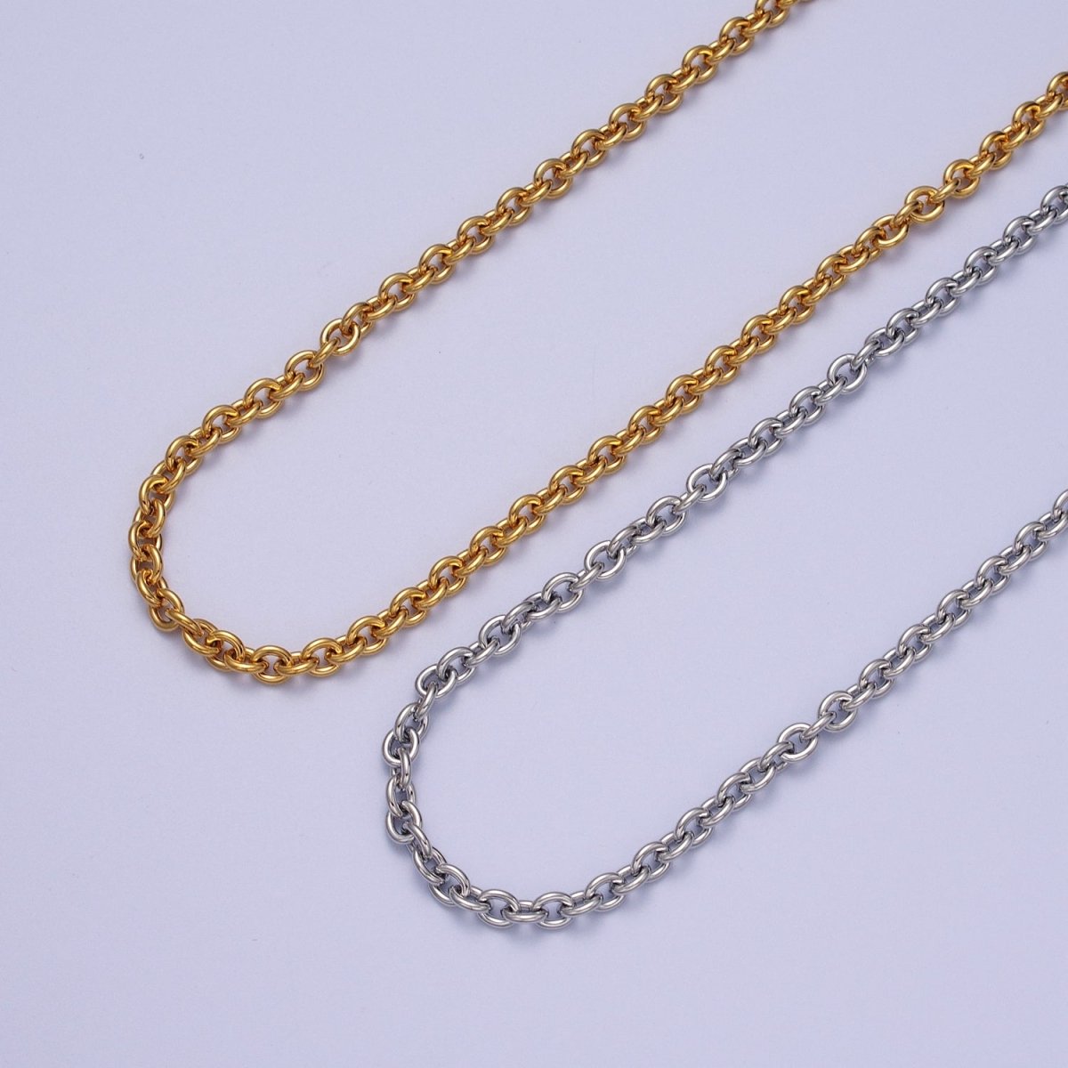 24K Gold Filled 4mm Cable Rolo Unfinished Chain in Gold &amp; Silver | ROLL-990, ROLL-991 Clearance Pricing