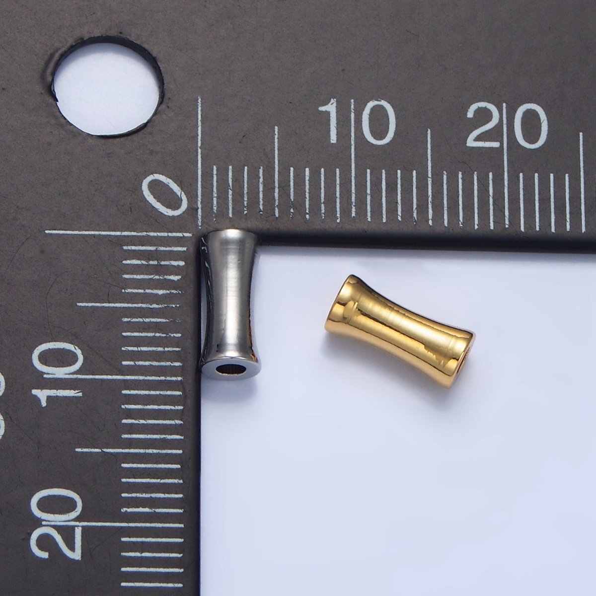 24K Gold Filled 4mm Minimalist Curved Tube Bead in Gold &amp; Silver | B256