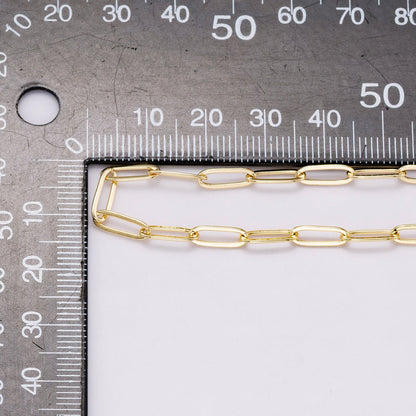 24K Gold Filled 4mm Minimalist Paperclip Unfinished Chain by Yard | Roll-01868