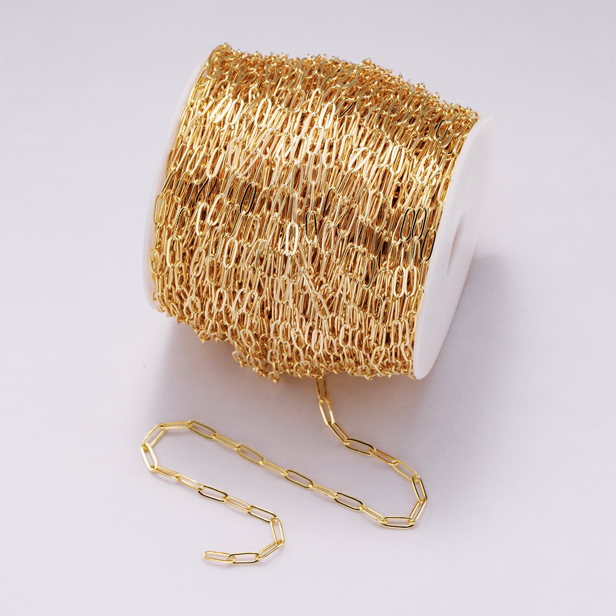 24K Gold Filled 4mm Minimalist Paperclip Unfinished Chain by Yard | Roll-01868