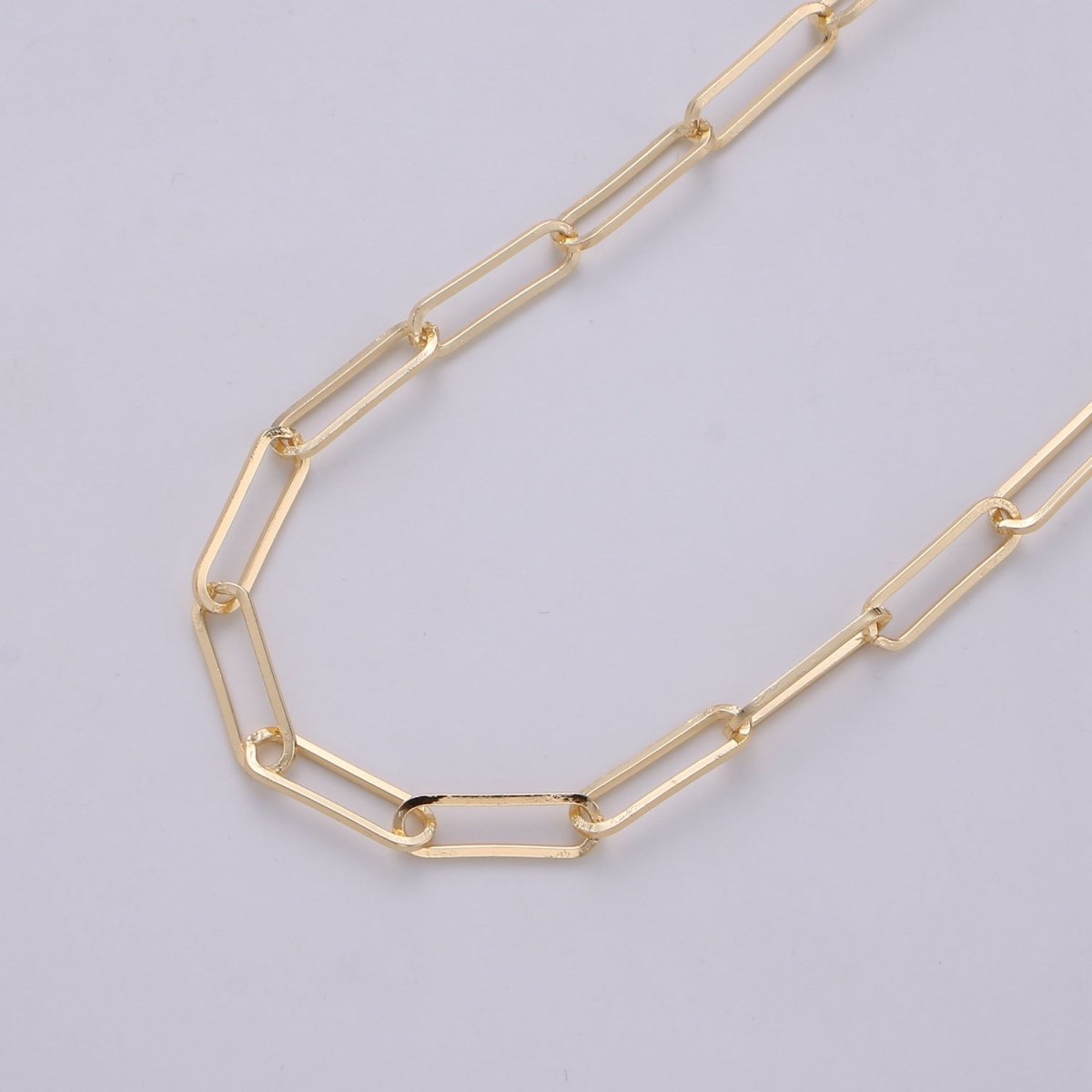 24K Gold Filled 4mm Minimalist Paperclip Unfinished Chain by Yard | Roll-252